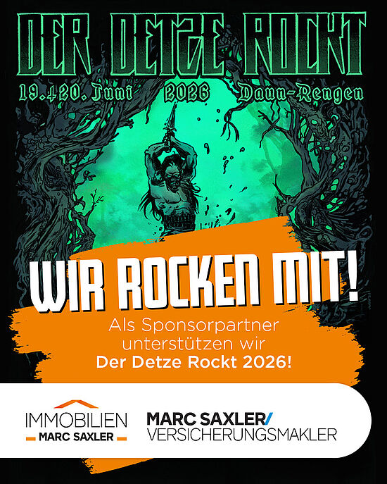Der Detze Rockt 2026! - Sponsorpartner Marc Saxler Versicherungsmakler